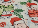 100% Cotton Pig in Blanket Print Fabric - per metre