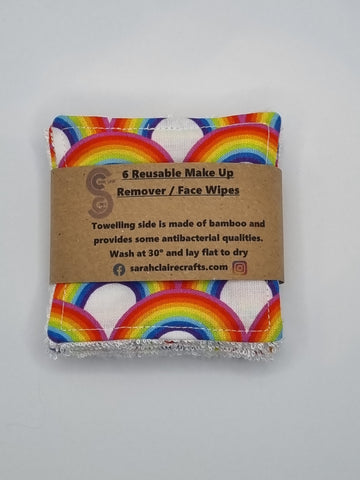 Set of 6 Rainbow LGBTQ+ Print Handmade Reusable Make Up Remover Pads
