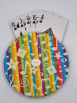 Rainbow Stripe Music Note Print Handmade Helping Hand Playing Card Holder