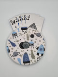 Grey & Blue Space Theme Print Handmade Helping Hand Playing Card Holder