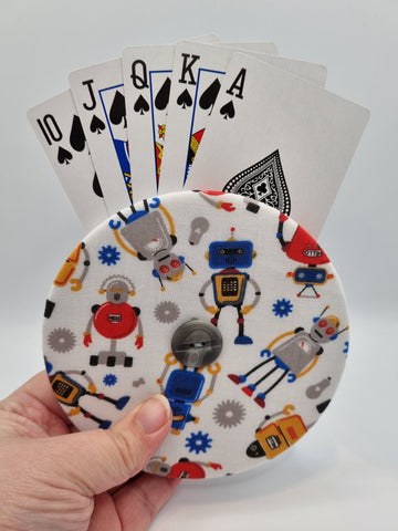 Robot Print Handmade Helping Hand Playing Card Holder