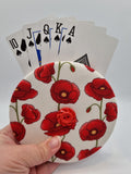 Cream with Poppy Print Handmade Helping Hand Playing Card Holder