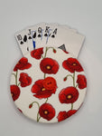 Cream with Poppy Print Handmade Helping Hand Playing Card Holder