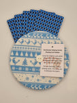 Blue & White Scandinavian Christmas Stripe Print Handmade Helping Hand Playing Card Holder