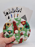 Christmas Snowy Birdhouse Print Handmade Helping Hand Playing Card Holder