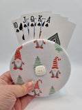 Christmas Gonk & Tree Print Handmade Helping Hand Playing Card Holder