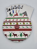 Red & Green Christmas Stag / Reindeer Print Handmade Helping Hand Playing Card Holder