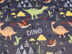 100% Cotton Navy Blue Dinosaur Dino Print Fabric - per metre