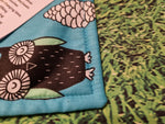 Turquoise Blue Woodland Animal Print Handmade Waterproof Base Sit Mat - Great for Picnics