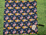 Navy Blue Planets Space Print Handmade Waterproof Base Sit Mat - Great for Picnics
