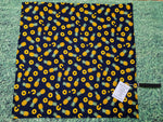 Navy Blue with Pineapple Print Handmade Waterproof Base Sit Mat - Great for Picnics