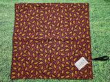 Rusty Red with Teardrop Leaf Print Handmade Waterproof Base Sit Mat - Great for Picnics