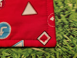 Red with Driving Sign & Symbol Print Handmade Waterproof Base Sit Mat - Great for Picnics