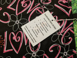 Black with Pink Love Print Handmade Waterproof Base Sit Mat - Great for Picnics