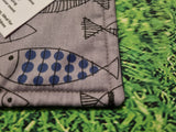 Grey with Fish Print Handmade Waterproof Base Sit Mat - Great for Picnics