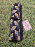 Navy Peacock Feather Print Handmade Waterproof Base Sit Mat - Great for Picnics