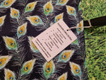 Navy Peacock Feather Print Handmade Waterproof Base Sit Mat - Great for Picnics
