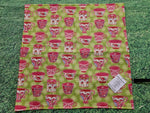 Lime Green with Teacup Print Handmade Waterproof Base Sit Mat - Great for Picnics