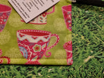 Lime Green with Teacup Print Handmade Waterproof Base Sit Mat - Great for Picnics