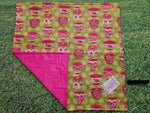 Lime Green with Teacup Print Handmade Waterproof Base Sit Mat - Great for Picnics