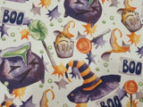 Halloween Boo Print Rose & Hubble 100% Cotton Fabric - per metre