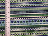 Green & Blue Stripe Print 100% Cotton Fabric - per metre