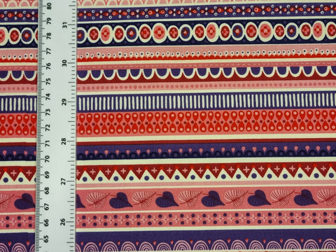 Pink & Purple Stripe Print 100% Cotton Fabric - per metre