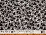 Black & Pale Grey Retro Circle Psychedelic Print 100% Cotton Fabric - per metre