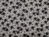 Black & Pale Grey Retro Circle Psychedelic Print 100% Cotton Fabric - per metre