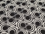 Black & Pale Grey Retro Circle Psychedelic Print 100% Cotton Fabric - per metre