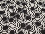 Black & Pale Grey Retro Circle Psychedelic Print 100% Cotton Fabric - per metre