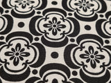 Black & Grey Moroccan Tile Like Pattern Print 100% Cotton Fabric - per metre