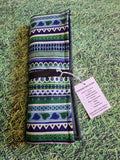 Green & Blue Patterned Stripe Print Handmade Waterproof Base Sit Mat - Great for Picnics