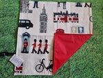 London Theme Coronation Patriotic Print Handmade Waterproof Base Sit Mat - Great for Picnics