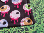 Black with Creepy Eyeball Halloween Print Handmade Waterproof Base Sit Mat - Great for Picnics