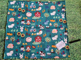 Teal with Farm / Garden / Easter Print Handmade Waterproof Base Sit Mat - Great for Picnics