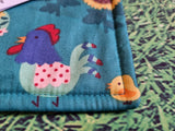 Teal with Farm / Garden / Easter Print Handmade Waterproof Base Sit Mat - Great for Picnics