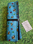 Blue with Bee / Bumblebee Print Handmade Waterproof Base Sit Mat - Great for Picnics