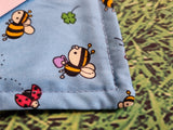 Blue with Bee / Bumblebee Print Handmade Waterproof Base Sit Mat - Great for Picnics