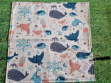 Under The Sea Theme Print Handmade Waterproof Base Sit Mat - Great for Picnics