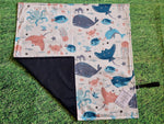 Under The Sea Theme Print Handmade Waterproof Base Sit Mat - Great for Picnics