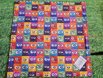 Multicoloured Funny Face Box Print Handmade Waterproof Base Sit Mat - Great for Picnics