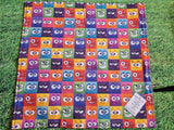 Multicoloured Funny Face Box Print Handmade Waterproof Base Sit Mat - Great for Picnics