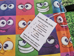 Multicoloured Funny Face Box Print Handmade Waterproof Base Sit Mat - Great for Picnics