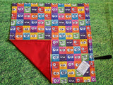 Multicoloured Funny Face Box Print Handmade Waterproof Base Sit Mat - Great for Picnics