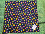 Navy Blue with Fruit & Ice Lolly Summer Print Handmade Waterproof Base Sit Mat - Great for Picnics