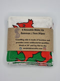 Set of 6 Welsh Dragon Print Handmade Reusable Make Up Remover Pads
