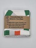 Set of 6 Irish Tricolour Flag Patriotic Print Handmade Reusable Make Up Remover Pads