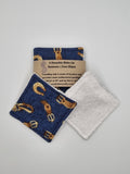 Set of 6 Navy Blue with Equestrian Equipment Print Handmade Reusable Make Up Remover Pads