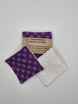 Set of 6 Purple with White Patch Print Handmade Reusable Make Up Remover Pads